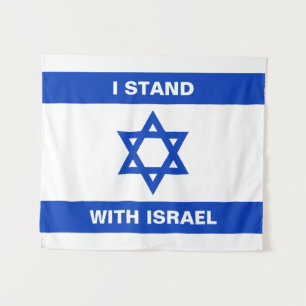 Tenture Je suis debout avec Israël texte coutume drapeau I