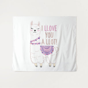 Tenture Je t'aime beaucoup - Drôle Llama