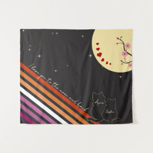 Tenture Je t'aime jusqu'à la lune et retour Drapeau lesbie