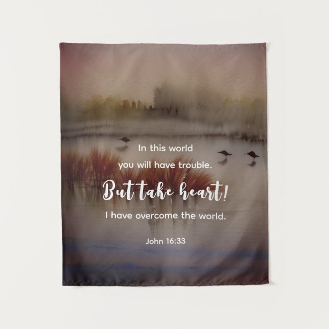 Tenture Jean 16:33 J'ai surmonté la Bible Verse Christian (Devant)