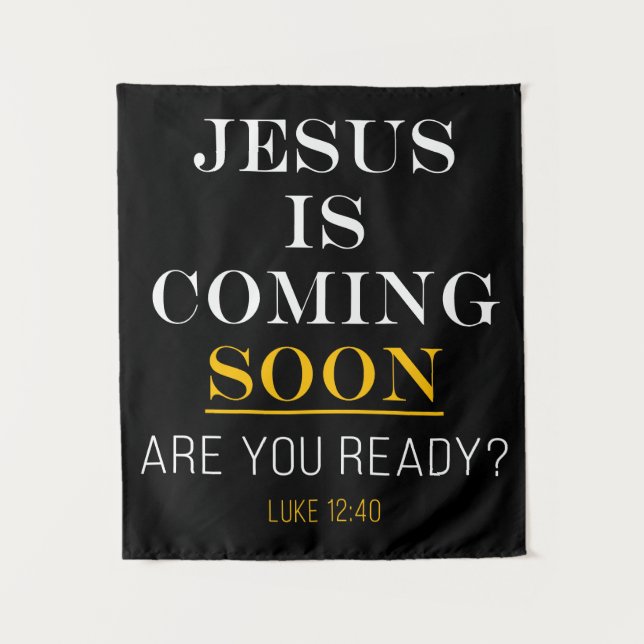 Tenture Jésus arrive bientôt - Apocalypse 17:14 Christian (Devant)