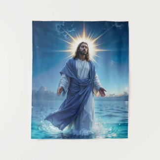 Tenture Jésus Christ marchant sur la scène biblique de l'e