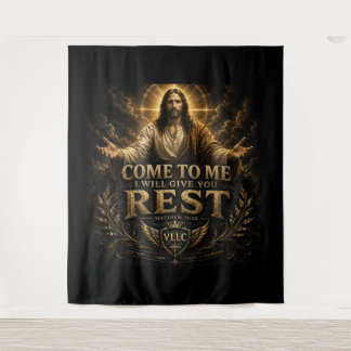 Tenture Jesus Come to Me Christian Gold Sacred Art