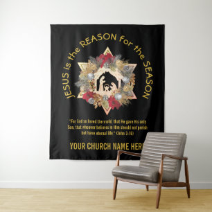 Tenture JÉSUS D'Or Noir EST LA RAISON DE Noël