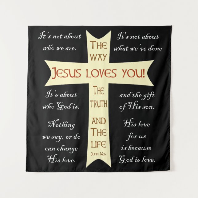 Tenture Jesus Loves You wall art (Devant)