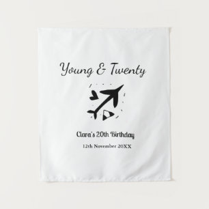 Tenture Jeune et vingt aventure joyeux anniversaire nom