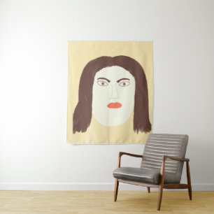 Tenture jeune fille visage peinture abstraite
