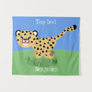 Tenture Joli bébé guépard en cours de dessin animé illustr