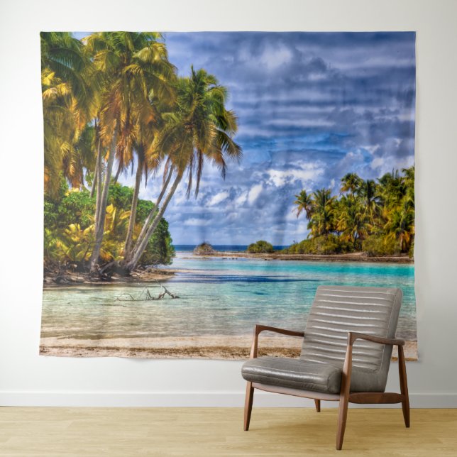 Tenture Joli été Hawaiian Beach Aquarelle (En situation (horizontale))
