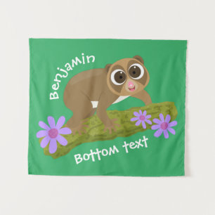 Tenture Joli lenteur loris sur dessin de branche