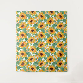 Tenture Joli tournesol Jaune et Motif vert
