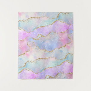Tenture Jolie Agate Pastel Aquarelle Veine Pailletée Or