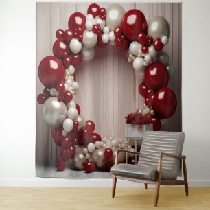 Tenture Jolie arche de ballons rouges et gris suspendue