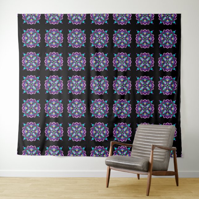 Tenture Jolie couleur violet Mandala Mystique (En situation (horizontale))