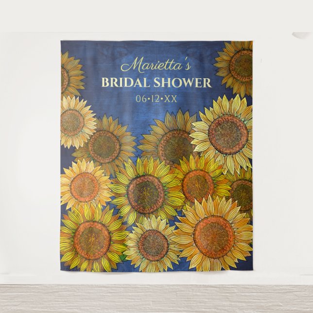 Tenture Jolie douche de mariée rustique bohème tournesol b (Devant)