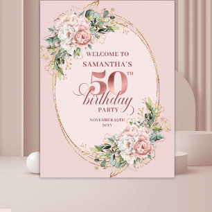 Tenture Jolie fête d'anniversaire de 50 ans avec verdure e