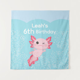 Tenture Jolie fête d'anniversaire de filles roses axolotl