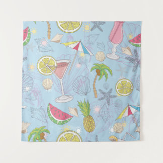 Tenture Jolie illustration estivale motif avec pastèque,