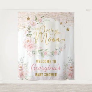 Tenture Jolie Lune Stars Blush Floral Baby Girl Welcome