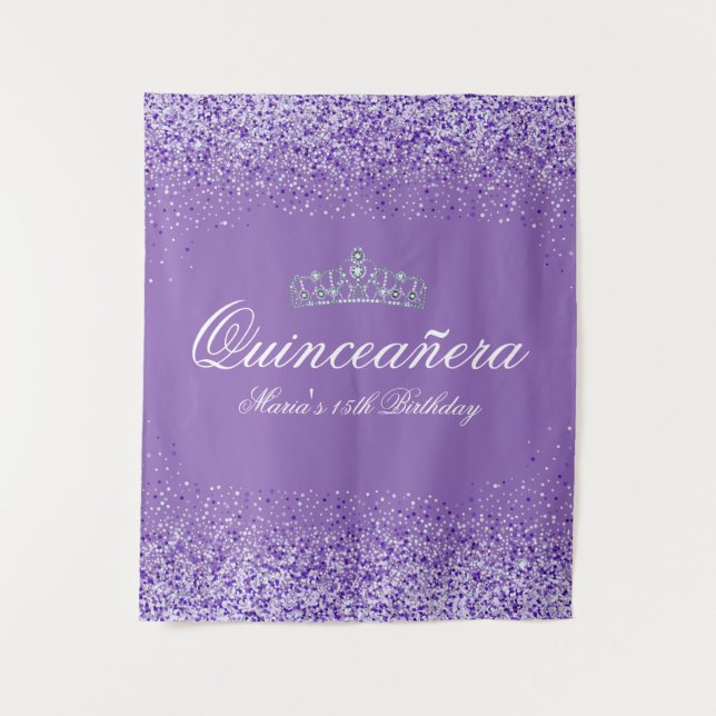 Tenture Jolie Parties scintillant violette Quinceanera (Devant)