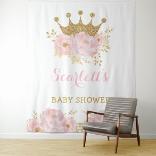 Tenture Jolie petite princesse Couronne florale dorée Bébé