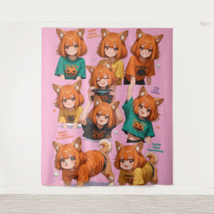 Tenture Jolies Filles Renard Anime