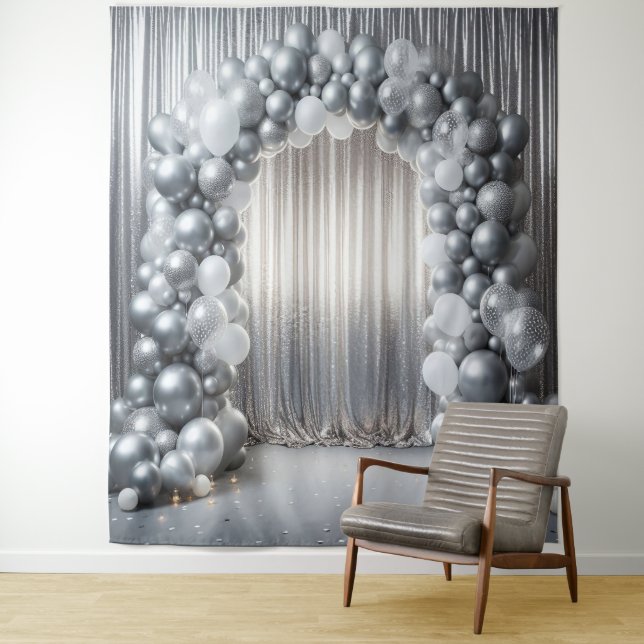 Tenture Jolies tonalités de l'arc de ballon gris (En situation)