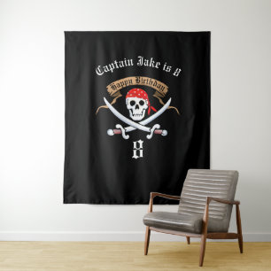 Tenture Jolly roger pirate noir Anniversaire de fête Conte