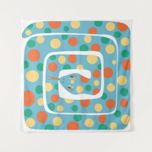 Tenture Jouer Polka Dot Bleu Et Orange Serpent Abstrait