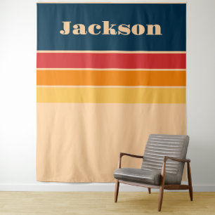 Tenture Jouer Retro Rainbow Stripes pour produit personnal