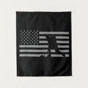 Tenture Joueur de hockey - Drapeau américain