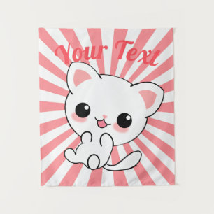 Tenture Joueur Kawaii White Kitten personnalisé