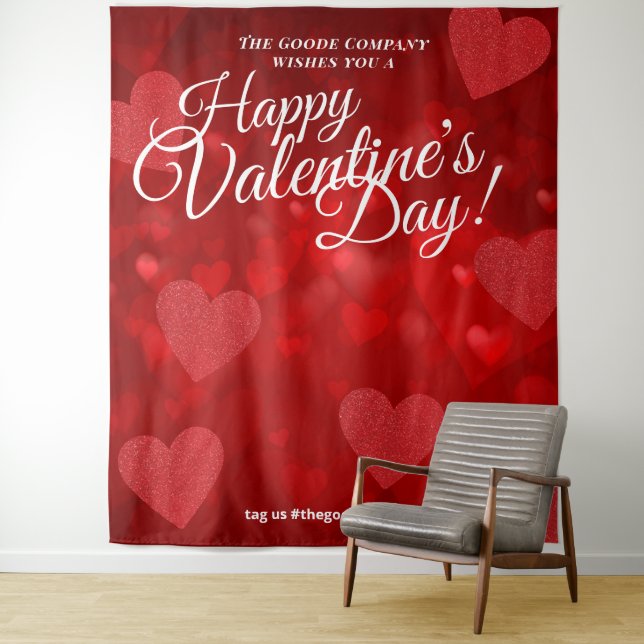 Tenture Jour de la Saint-Valentin Cœurs Rouges | Fond pour (En situation)