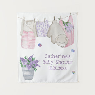 Tenture Jour de lessive de l'ours mignon aquarelle Baby Sh