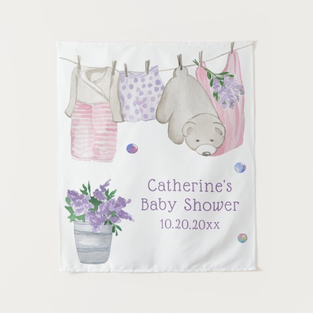 Tenture Jour de lessive Ourson Mignon Lavis Fille Baby Sho (Devant)