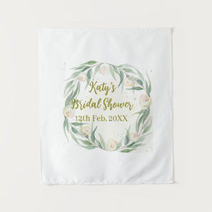 Tenture Jour de mariage floral eucalyptus vert nom date