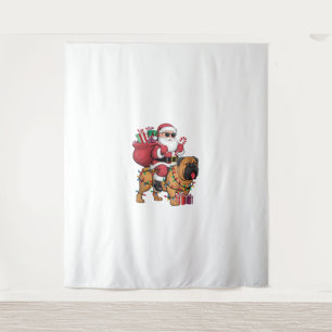 Tenture Jour de Noël Éclairage Père Noël équitation Chien 