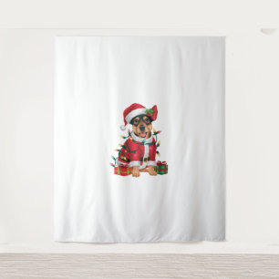 Tenture Jour de Noël Lumière Père Noël Miniature Pinscher