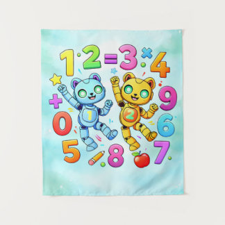 Tenture Jour du Nombre Animaux de Math Mignons Design