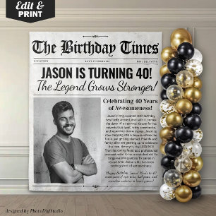 Tenture Journal d'anniversaire personnalisé Contexte avec 