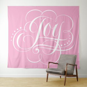 Tenture JOY Calligraphie Lettre Calme Heureux Rose