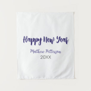 Tenture Joyeuse nouvelle année violet noir ajouter nom ann