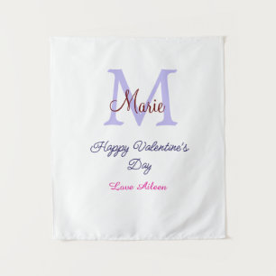 Tenture Joyeuse Saint-Valentin pastel violet monogramme ro