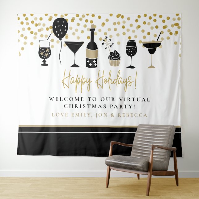 Tenture Joyeuses fêtes Noms d'Arrière - plans de fête virt (En situation (horizontale))