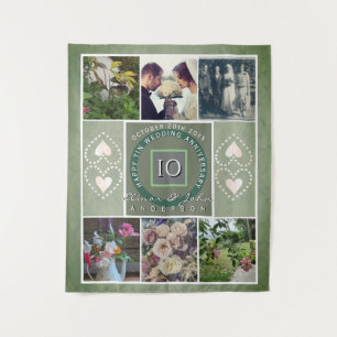 Tenture "Joyeux 10ème Anniversaire"6 photos Couleur étain