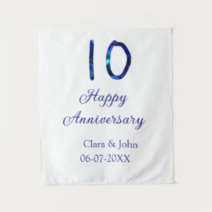 Tenture Joyeux 10ème anniversaire paillettes bleues ajoute