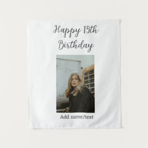 Tenture Joyeux 15e anniversaire ajouter nom photo texte mo