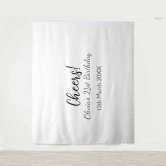 Tenture Joyeux 21e anniversaire nom date simple minimal