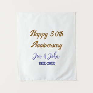 Tenture Joyeux 30e anniversaire de mariage bleu royal or