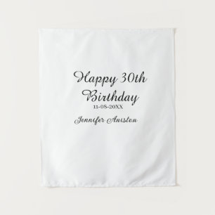 Tenture Joyeux 30e anniversaire nom date élégant simple 